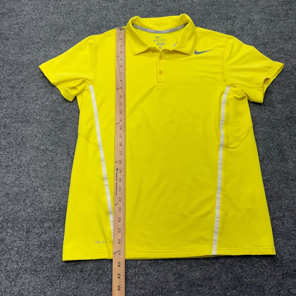 Nike Tennis Mens Dri-FIT Polo Shirt Yellow White Stripe Short Sleeve Size M - Picture 5 of 9